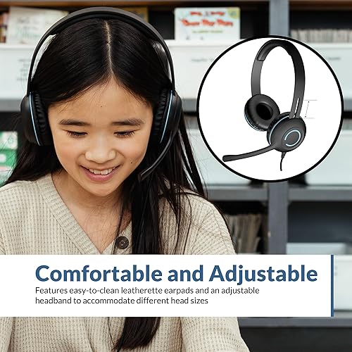 Cyber Acoustics USB-C Stereo Headset (AC-5014) – Durable, Crisp, and Clear Communication in Classrooms and at Home; in-Line Controls for Volume and Mic Mute