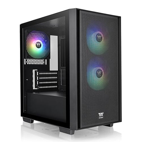 Thermaltake Versa H16 TG ARGB Black Micro ATX Tower Case; Tempered Glass Side Panel; 3 Pre-Installed ARGB Fans; CA-1Y8-00S1WN-02; 3 Year Warranty