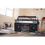 SuperSonic - Retro 4 Band Radio & Cassette Player with Bluetooth, Boomboxes - Wood Grain (SC-3201BT)