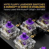 HYTE Keeb TKL - Modern Human Interface - Customizable Tenkeyless Wired Crystal Bubble RGB Gasket Mounted Mechanical Keyboard - Fluffy Lavender Linear Switches - Crystal/Black