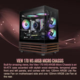 Thermaltake View 170 WS ARGB; Micro Chassis; Bottom Wood Trim; 3x120mm ARGB Lite Fans Included; 340mm GPU Clearance; 160mm Air Cooler Max Height; mATX/mITX; Black; CA-1Z4-00M1WN-WS