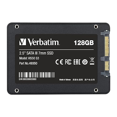 Verbatim 49350 Solid State Drive - 128GB Vi550 SATA III 2.5 Internal SSD 560 MB/s Maximum Read Transfer Rate 3 Year Warranty