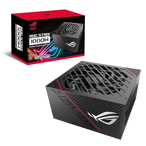 ASUS ROG Strix 1000W Gold PSU, Power Supply (ROG heatsinks, Axial-tech Fan Design, Dual Ball Fan Bearings, 0dB Technology, 80 Plus Gold Certification, Fully Modular Cables, 10-Year Warranty) 80+ Gold 1000W