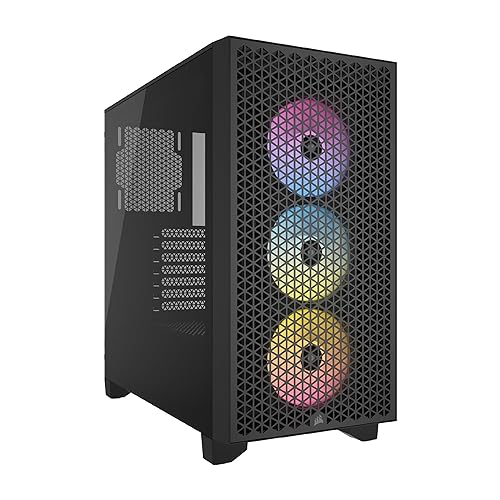 Corsair 3000D RGB Airflow Mid-Tower PC Case – 3X AR120 RGB Fans – Three-Slot GPU Support – Fits up to 8X 120mm Fans – High-Airflow Design – Black 3000D RGB AIRFLOW Black