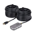 StarTech.com USB Extender Hub, 24m USB 2.0 Extension Cable with 4-Port USB-A Hub, Active/Bus Powered USB Repeater Cable, Optional 10W Power Supply Incl., Level 4 ESD Protection, TAA