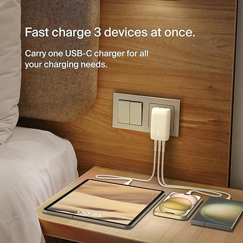 Belkin BoostCharge 3-Port USB-C Wall Charger with PPS 67W, USB-C PD 3.1 Enabled Fast Charging iPhone Charger for iPhone 15 Series, MacBook Pro, AirPods, Galaxy, and Other PD Enabled Devices - White