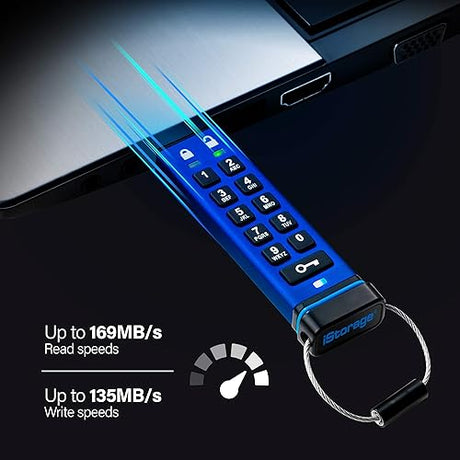 iStorage datAshur PRO 128 GB - Encrypted USB Memory Stick - FIPS 140-2 Level 3 Certified - Password Protected - Dust/Water Resistant 128GB