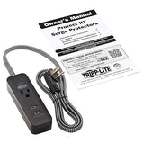 Tripp Lite Surge Protector Power Strip 1-Outlet w 2 USB Ports 2.1A 4ft Cord (TLP104USB)