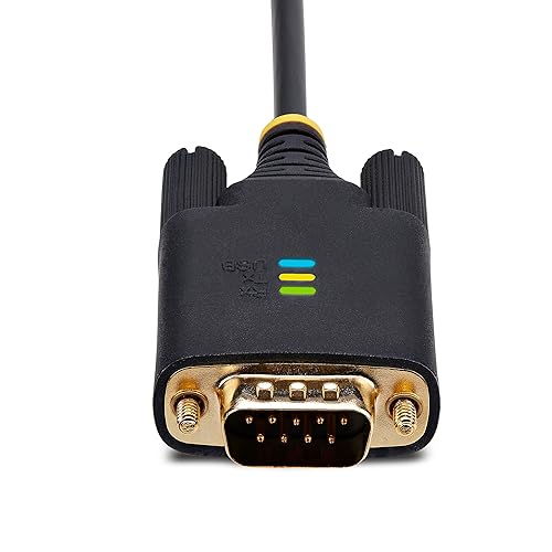 StarTech.com 3ft (1m) USB to Serial Adapter Cable, COM Retention, FTDI, USB-A to DB9 RS232, Interchangeable DB9 Screws/Nuts