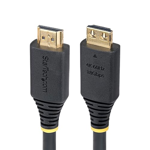 StarTech.com 10ft (3m) High Speed HDMI Cable with Gripping Connectors, 4K 60Hz/1440p 144Hz, 18Gbps, UHD HDMI 2.0 Cord, TPE Jacket