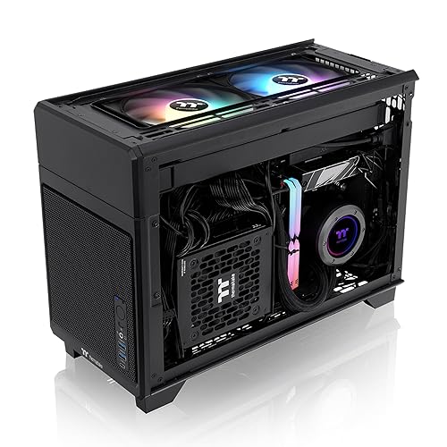 Thermaltake TR100 SFF Chassis; mITX Support; 18.9 Liters; PCIe 4.0 Riser Cable Included; 360mm GPU Clearance; 280mm Radiator Support; Removable PCIe Bracket; Black; CA-11A-00S1NN-00