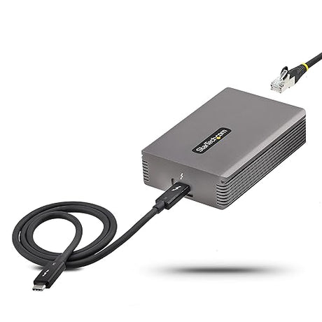 StarTech.com Thunderbolt 3 to Ethernet Adapter, 10GbE, Multi-Gigabit, Thunderbolt 3 to RJ45 Network Adapter, 10GBASE-T/5-2.5GBASE-T NIC, 10G Network Adapter w/ TB3-Certified Cable, Win/Mac (TB310G2)