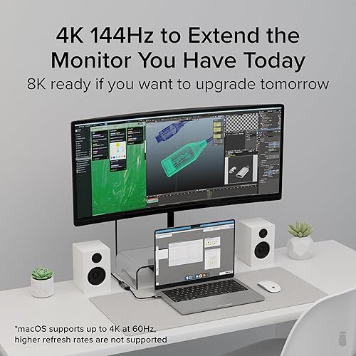 Plugable USB C to HDMI Adapter, HDMI 2.1, 8K 60Hz or 4K 144Hz, USB4 / Thunderbolt Compatible with XPS, iPhone 15, iPad Pro, MacBook Pro, Mac Resolution up to 4K 60Hz (USBC-HDMI8K)