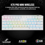 Corsair K70 PRO MINI WIRELESS RGB 60% Mechanical Gaming Keyboard - Fastest Sub-1ms Wireless, Swappable CHERRY MX Red Keyswitches, Aluminum Frame, PBT Double-Shot Keycaps - NA Layout, QWERTY - White CHERRY MX RED Switches