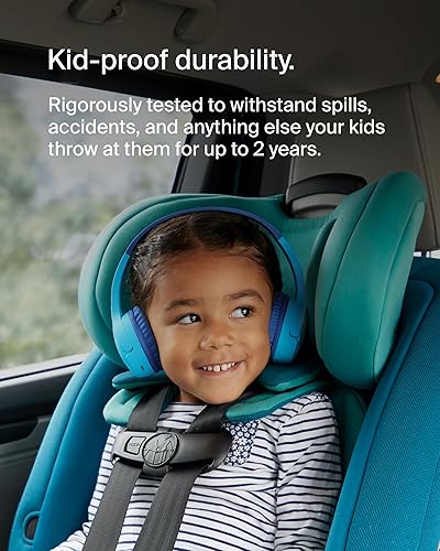 Belkin SoundForm Children's Mini Wireless Headphones with Built-in Microphone and Fun Sticker 30 Hours Playback - Study Holidays on Ear Headphones for iPhone, iPad, Galaxy, Blue