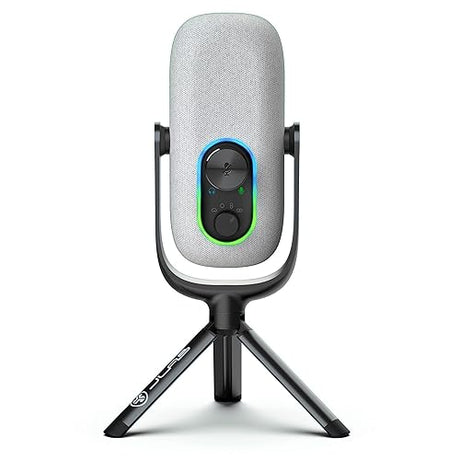 JLab JBuds Talk USB Microphone | White | USB-C Output | Cardioid, Omni, Stereo, and Bi-Directional | 96k Sample Rate | Volume Control, Gain Control, and Quick Mute | 3.5mm AUX | Plug and Play