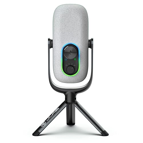 JLab JBuds Talk USB Microphone | White | USB-C Output | Cardioid, Omni, Stereo, and Bi-Directional | 96k Sample Rate | Volume Control, Gain Control, and Quick Mute | 3.5mm AUX | Plug and Play