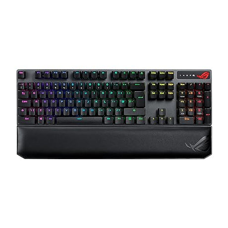 ASUS ROG Strix Scope NX Wireless Deluxe Gaming Keyboard - Tri-Mode Connectivity (2.4GHz RF, Bluetooth, Wired), ROG NX Red Mechanical Switches, PBT Keycaps, Aura Sync RGB, Magnetic Wrist Rest, Black