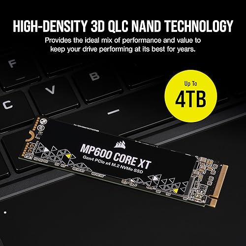 CORSAIR MP600 CORE XT 2TB M.2 PCIe Gen4 NVMe SSD – Up to 5900MB/s – QLC NAND – M.2 2280 – for PCIe 4.0 Notebooks and Desktops – Black 2TB MP600 CORE XT (Gen4)