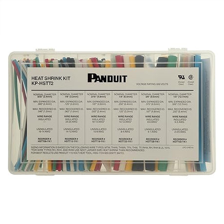 Panduit KP-HSTT2 Cross Linked Polyolefin Heat Shrink Kit, Multi Color