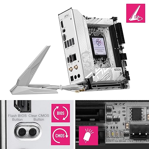 MSI MPG B860 IATX Edge TI WiFi Motherboard, ITX - Supports Intel Core Ultra Processors (Series 2), LGA 1851 - DDR5 Memory Boost (8600 MT/s MAX), PCIe 5.0 x16, M.2 Gen5, 2.5G LAN, WI-FI 7