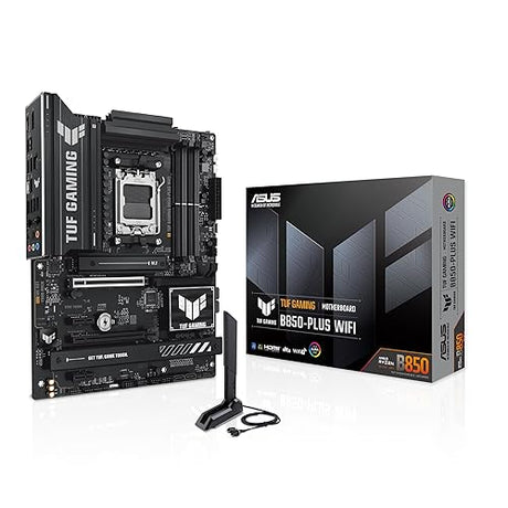 ASUS TUF Gaming B850-PLUS WiFi AMD AM5 B850 ATX Motherboard, 14+2+1 80A Stages, AI Ready, DDR5, PCIe 5.0, 3X M.2, Wi-Fi 7, 2.5Gb LAN, DisplayPort, HDMI™, USB 10Gbps & 20Gbps Type-C®, BIOS Flashback™