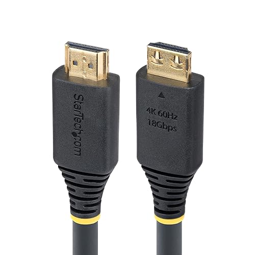 StarTech.com 20ft (6m) Active High Speed HDMI Cable with Gripping Connectors, 4K 60Hz/1440p 144Hz, 18Gbps, UHD HDMI 2.0 Cord, TPE Jacket