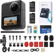 KanDao QooCam 3 Action Camera with Dual 1/1.55 Sensors, 5.7K 30FPS 360 Sports Camera, HDR Video, 62MP Panoramic Photo, DNG8, F1.6 Large Aperture, Stabilization, Waterproof, Superior Night Shot Motorcycle Combo