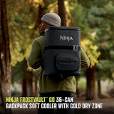 Ninja FrostVault Go 36-Can Backpack Soft Cooler with Cold Dry Zone Storage, Lightweight Carrying, Premium Heavy Duty Insulated Cooler, Keeps Ice for Hours, Charcoal Gray, FF136CCG, (Canadian Version)