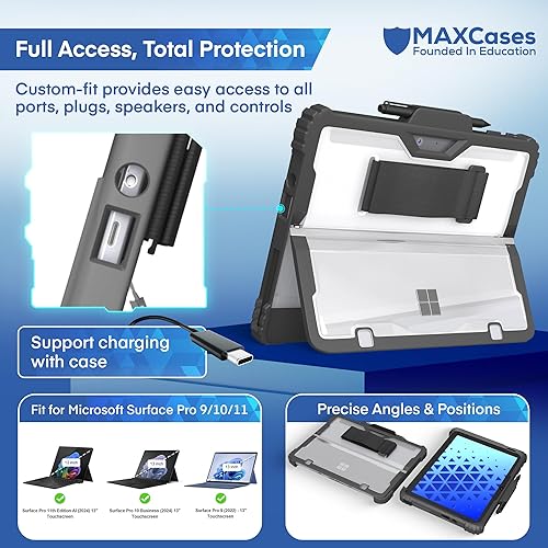 MAXCases Extreme Shell Microsoft Surface Pro 9/10/11 Case, 13 Black - Rugged, Custom-Fit Protective Cover for Microsoft Surface Pro Case with Stylus Holder - Shockproof & Durable Tablet Cover Extreme Shell for Microsoft Surface Pro 9/10/11
