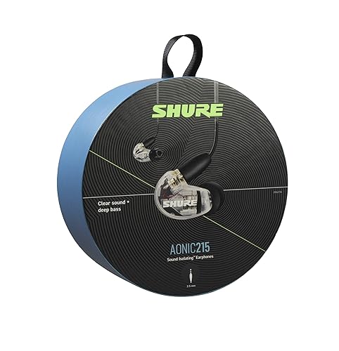 Shure AONIC 215 Wired Sound Isolating Earbuds, Clear Sound, Single Driver, Secure in-Ear Fit, Detachable Cable, Durable Quality, Compatible with Apple & Android Devices - Clear