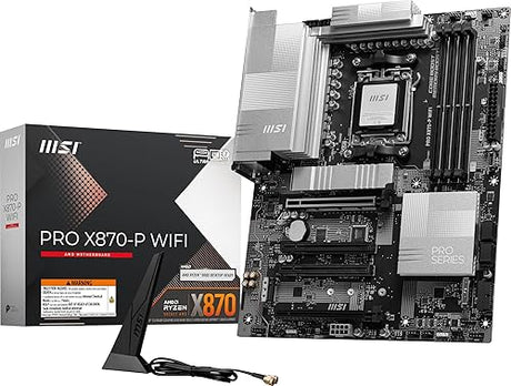 MSI PRO X870-P WiFi ProSeries Motherboard (AMD AM5, DDR5, PCIe 4.0, SATA 6Gb/s, M.2, USB 3.2 Gen 2, Wi-Fi 6E, HDMI/DP, ATX)