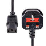 StarTech.com 6ft (1.8m) UK Computer Power Cable, 18AWG, BS 1363 To C13, 10A 250V, Black Replacement AC Power Cord, Kettle Lead/UK Power Cord, PC Power Supply Cable, TV/Monitor Power Cable (PXT101UK)