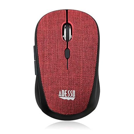 Adesso iMouse S80R 2.4Ghz Fabric Wireless Red Fabric Mini Optical Mouse, 5-Button, Red