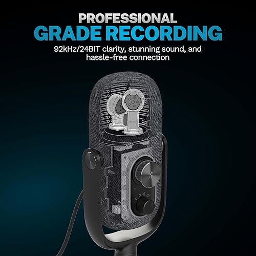 JLab JBuds Talk USB Microphone | Black | USB-C Output | Cardioid, Omni, Stereo, and Bi-Directional | 96k Sample Rate | Volume Control, Gain Control, and Quick Mute | 3.5mm AUX | Plug and Play