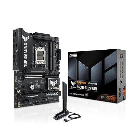 ASUS TUF Gaming B650E-PLUS WiFi AMD B650 ATX Motherboard, 12+2+1 80A DrMOS Power Stages, DDR5, PCIe 5.0 Ready, 3X M.2, Wi-Fi 6E, 2.5Gb LAN, DisplayPort, HDMI™, USB Type-C, BIOS Flashback, Aura Sync ATX TUF B650E-Plus|M.2 x3|WiFi 6E