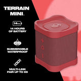 Skullcandy Terrain Mini Wireless Bluetooth Speaker - IPX7 Waterproof Portable Speaker with Dual Custom Passive Radiators, 14 Hour Battery, Nylon Wrist Wrap, & True Wireless Stereo Red