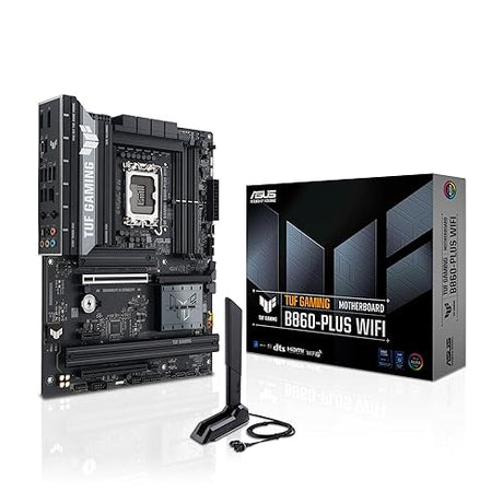 ASUS TUF Gaming B860-PLUS WiFi B860 LGA 1851 mATX Motherboard, Intel® Core™ Ultra Series 2 Ready, Advanced AI PC-Ready, 12+1+2+1 Stages, DDR5,PCIe 5.0, 3X M.2, Wi-Fi 7, 2.5Gb LAN, USB 20Gbps Type-C®