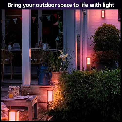 Philips Hue Impress Outdoor Pedestal Light (Low-Volt), (400 x 100 mm) White & Color Light, Voice Control with Alexa, Apple Home & Google Assistant, Bridge Required?