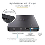 StarTech.com 4 Bay Thunderbolt 3 NVMe Enclosure, for M.2 NVMe SSD Drives, 1x DisplayPort Video/ 2X TB3 Downstream Ports, 40Gbps, 72W Power Supply, External Hard Drive Enclosure (M2E4BTB3), Black