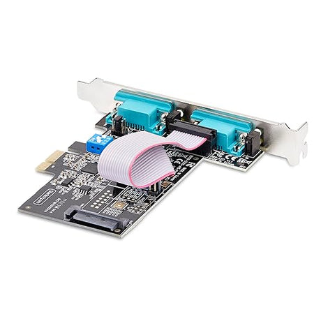 StarTech.com 2-Port Serial PCIe Card, Dual-Port PCI Express to RS232/RS422/RS485 DB9 Serial Card, Standard/Low-Profile Brackets, 16C1050 UART, ESD Protection, Windows/Linux (2S232422485-PC-CARD)