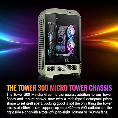 Tower 300 Matcha Green Micro-ATX Case; 2x140mm CT Fan Included; Support Up to 420mm Radiator; Optional Chassis Stand Kit Allows Horizontal Display; CA-1Y4-00SEWN-00; 3 Year Warranty Tower 300 Case Matcha Green