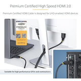 StarTech.com 20ft (6m) Premium Certified High Speed HDMI Cable, 4K 60Hz/1440p 144Hz, 18Gbps, UHD HDMI 2.0 Cord, TPE Jacket Black 20 ft/6.1 m