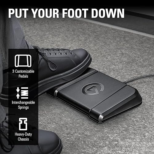 Elgato Stream Deck Pedal – Hands-Free Studio Controller, 3 Macro footswitches, Trigger Actions in apps and Software Like OBS, Twitch, YouTube and More, Works with Mac and PC, Black, 10GBF9901