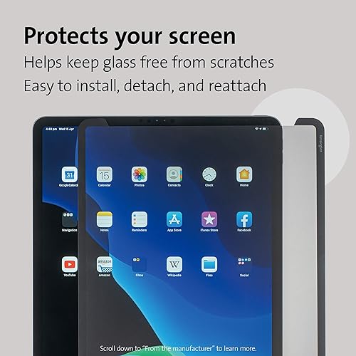 Kensington SA11 Screen Protector Designed for iPad Pro 11-Inch 2021/2020/2018 Model, Easy Installation with a Washable & Reusable Adhesive (K50720WW), black iPad Pro 11-inch (2021/2020/2018)