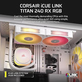 Corsair iCUE Link Titan 240 RX RGB Liquid CPU Cooler – 240mm AIO – 2X RX120 RGB Fans Included – Fits Intel LGA 1851/1700, AMD AM5/AM4 – iCUE Link System Hub Included – White White 240mm AIO
