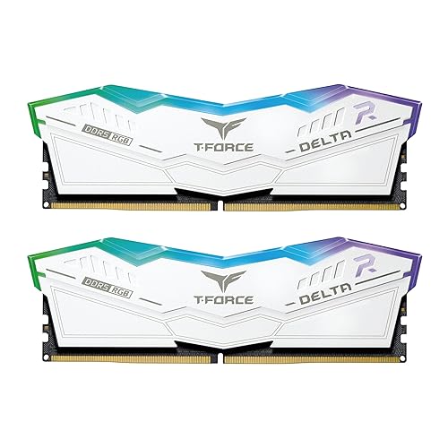 TEAMGROUP T-Force Delta RGB DDR5 Ram 32GB (2x16GB) 6000MHz PC5-48000 CL30 Intel XMP 3.0 & AMD Expo Compatible Desktop Memory Module Ram White - FF4D532G6000HC30DC01 32GB(2x16GB) DDR5 6000MHz 30-36-36-76 White