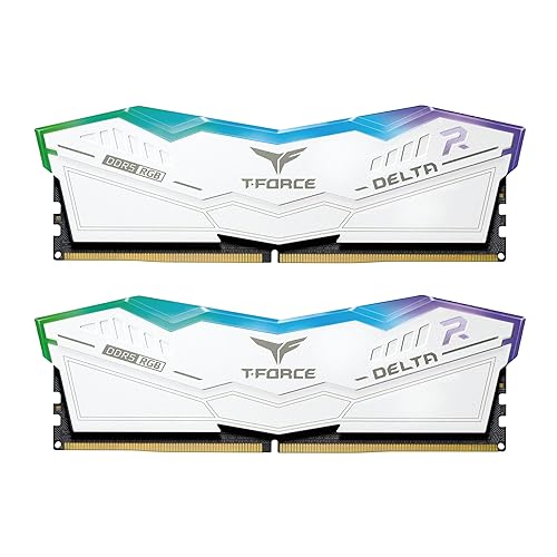 TEAMGROUP T-Force Delta RGB DDR5 32GB Kit (2x16GB) 5600MHz (PC5-44800) CL36 Desktop Memory Module Ram White for Z690 - FF4D532G5600HC36BDC01 32GB(2x16GB) DDR5 5600MHz 36-36-36-76 White