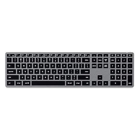 Satechi Slim X3 Bluetooth Backlit Keyboard with Numeric Keypad – Illuminated Keys & Multi-Device Sync – for M2/ M1 MacBook Pro/Air, M2/ M1 iPad Pro/Air, M2 Mac Mini, iMac M1 (Space Grey) X3 Space Grey