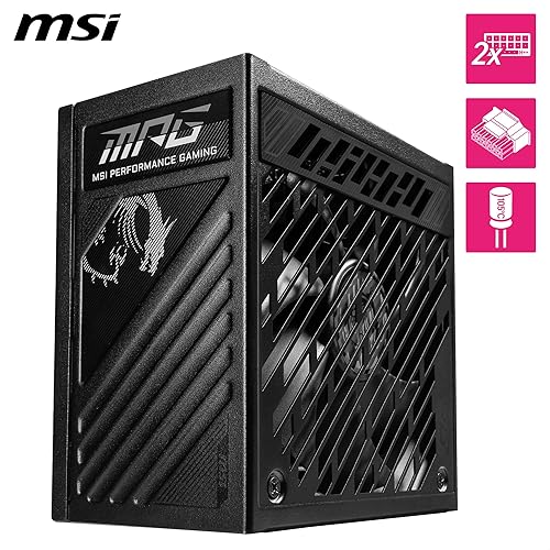 MSI MPG A1250GS PCIE5, 80 Plus Gold Full Modular 1250W Power Supply, 12V-2x6 Cable, ATX 3.1 & PCIE 5.1 Ready